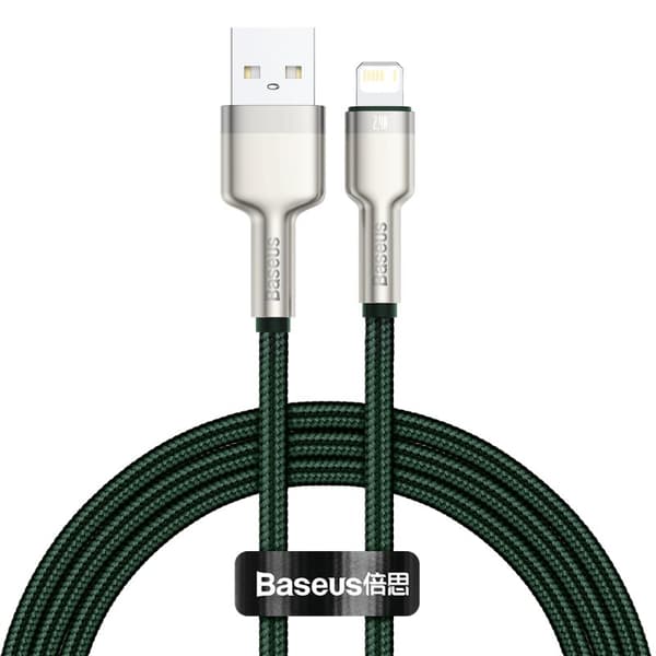 CABLU alimentare si date Baseus Cafule Metal, Fast Charging Data Cable pt. smartphone, USB la Lightning Iphone 2.4A, braided, 1m, verde "CALJK-A06" (t