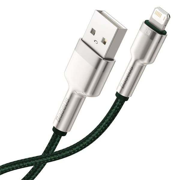 CABLU alimentare si date Baseus Cafule Metal, Fast Charging Data Cable pt. smartphone, USB la Lightning Iphone 2.4A, braided, 1m, verde "CALJK-A06" (t