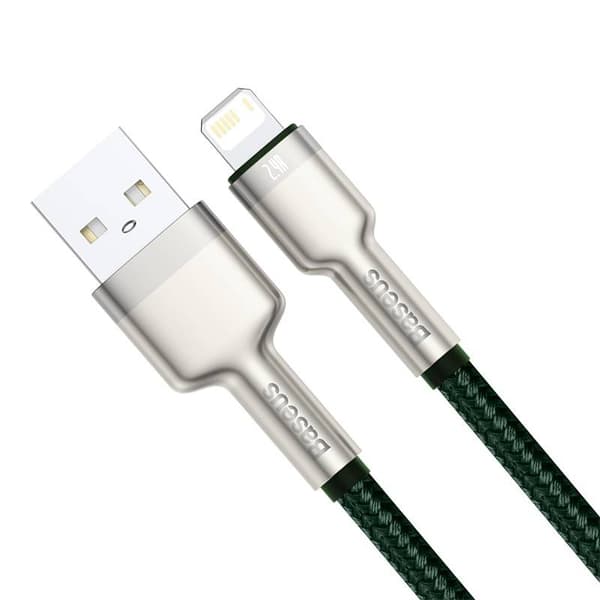 CABLU alimentare si date Baseus Cafule Metal, Fast Charging Data Cable pt. smartphone, USB la Lightning Iphone 2.4A, braided, 1m, verde "CALJK-A06" (t