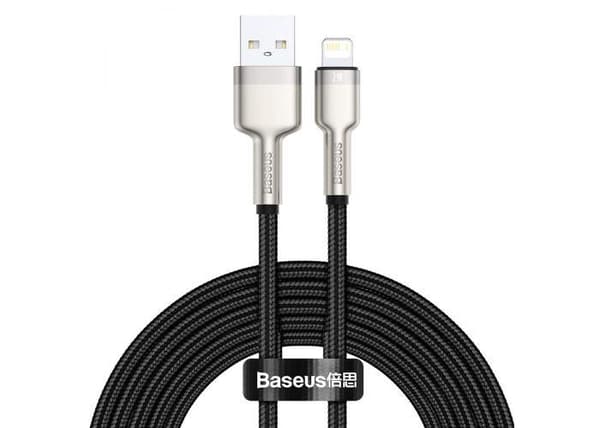 CABLU alimentare si date Baseus Cafule Metal, Fast Charging Data Cable pt. smartphone, USB la Lightning Iphone 2.4A, braided, 2m, negru "CALJK-B01" (t