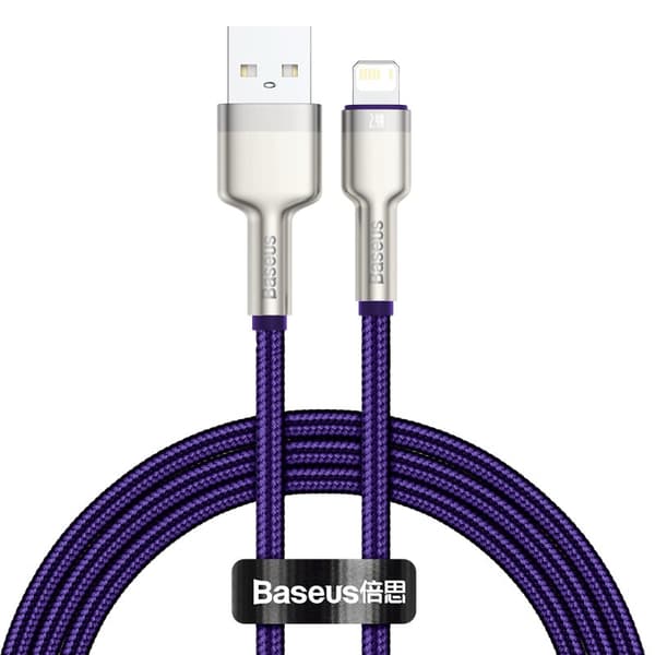 CABLU alimentare si date Baseus Cafule Metal, Fast Charging Data Cable pt. smartphone, USB la Lightning Iphone 2.4A, braided, 1m, violet "CALJK-A05" (