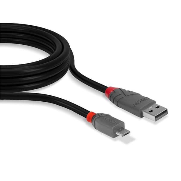 CABLU alimentare si date Lindy pt.smartphone  Micro-USB (T) la USB 2.0 (T), 1 m, PVC, negru, "LY-36732" (timbru verde 0.08 lei)