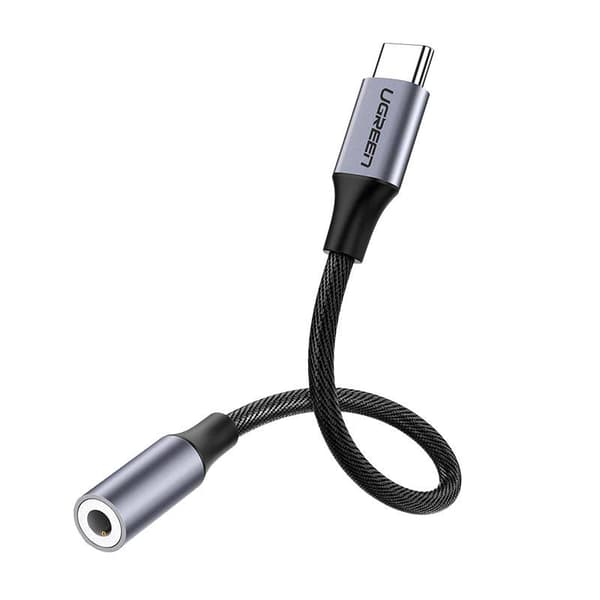 CABLU ADAPTOR Ugreen, "AV142", USB Type-C(T) la Jack 3.5mm(M), lungime 10cm, gri "30632" (timbru verde 0.08 lei) - 6957303836321