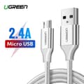 Miniatyrbild 2 av 7: CABLU alimentare si date Ugreen, "US290", Fast Charging Data Cable pt. smartphone, USB la Micro-USB, braided, 2m, alb "60153" (timbru verde 0.08 lei)