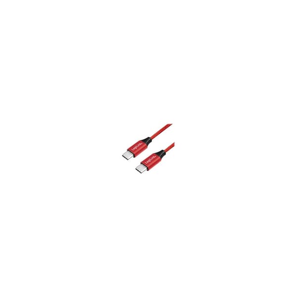 CABLU alimentare si date LOGILINK, pt. smartphone, USB 2.0, USB Type-C (T) la USB Type-C (T), 0.3m, premium, cablu cu impletire din bumbac, rosu, "CU0