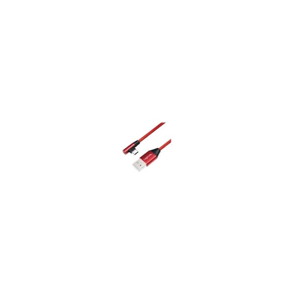 CABLU alimentare si date LOGILINK, pt. smartphone, USB 2.0 (T) la USB 2.0 Type-C (T) la 90 grade, 1m, premium, cablu cu impletire din bumbac, rosu, "C