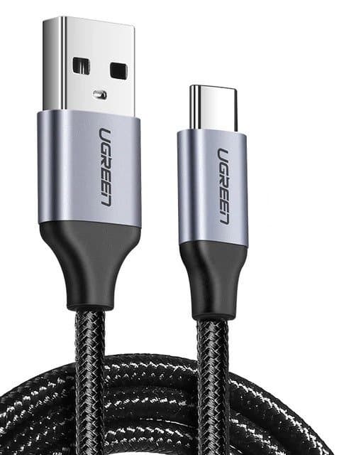 CABLU alimentare si date Ugreen, "US288", Fast Charging Data Cable pt. smartphone, USB la USB Type-C 3A, nickel plating, braided, 2m, negru "60128" (t