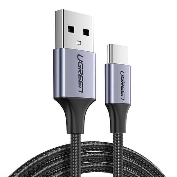 CABLU alimentare si date Ugreen, "US288", Fast Charging Data Cable pt. smartphone, USB la USB Type-C 3A, nickel plating, braided, 3m, gri "60408" (tim