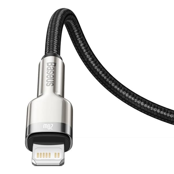 CABLU alimentare si date Baseus Cafule Metal, Fast Charging Data Cable pt. smartphone, USB Type-C la Lightning Iphone PD 20W, braided, 0.25m, negru "C