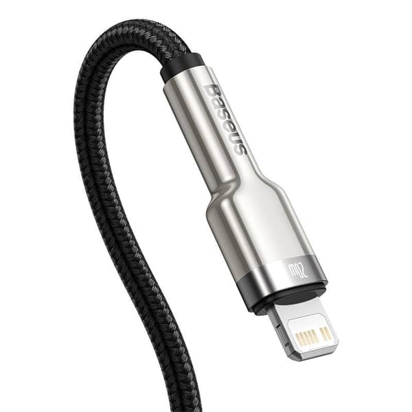 CABLU alimentare si date Baseus Cafule Metal, Fast Charging Data Cable pt. smartphone, USB Type-C la Lightning Iphone PD 20W, braided, 0.25m, negru "C