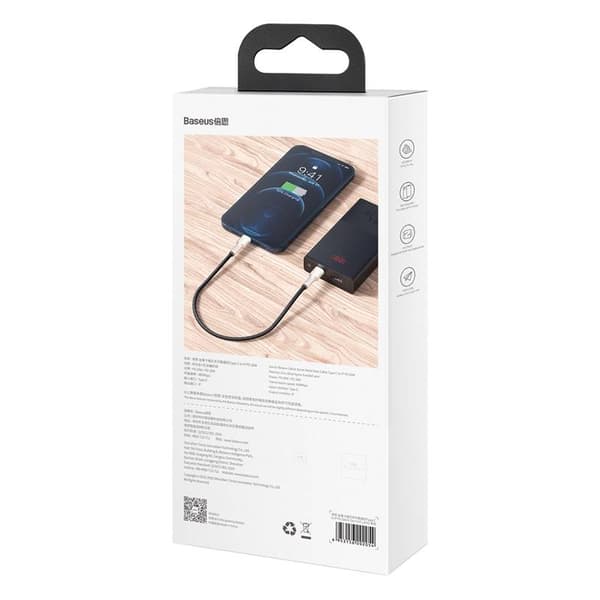 CABLU alimentare si date Baseus Cafule Metal, Fast Charging Data Cable pt. smartphone, USB Type-C la Lightning Iphone PD 20W, braided, 0.25m, negru "C