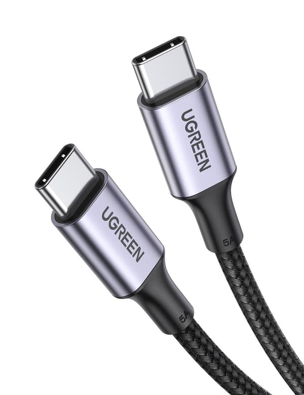 CABLU alimentare si date Ugreen, "US316", Fast Charging Data Cable pt. smartphone, USB Type-C la USB Type-C 100W/5A, braided, 1m, negru "70427" (timbr