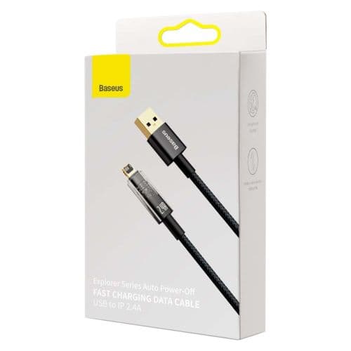 Baseus Lightning Explorer Series Auto Power-Off Fast Charging Data Cable 2.4A, 1m Black (CATS000401)