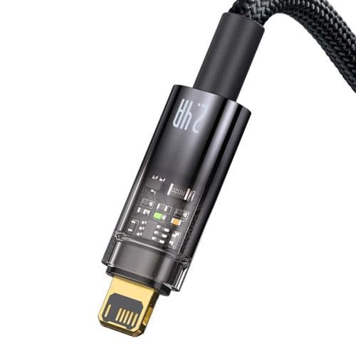 Baseus Lightning Explorer Series Auto Power-Off Fast Charging Data Cable 2.4A, 1m Black (CATS000401)