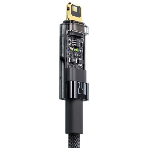 Baseus Lightning Explorer Series Auto Power-Off Fast Charging Data Cable 2.4A, 1m Black (CATS000401)