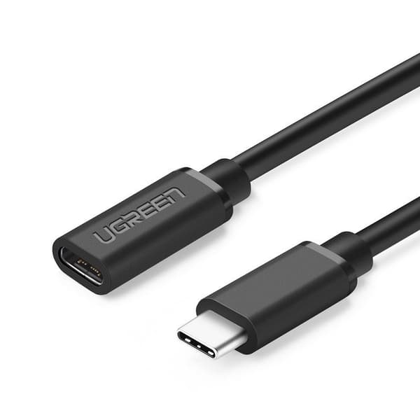 CABLU USB Type-C Ugreen prelungitor, "ED008" USB Type-C (T) la USB Type-C (M), 0.5m, negru, "40574" (timbru verde 0.18 lei) - 6957303845743
