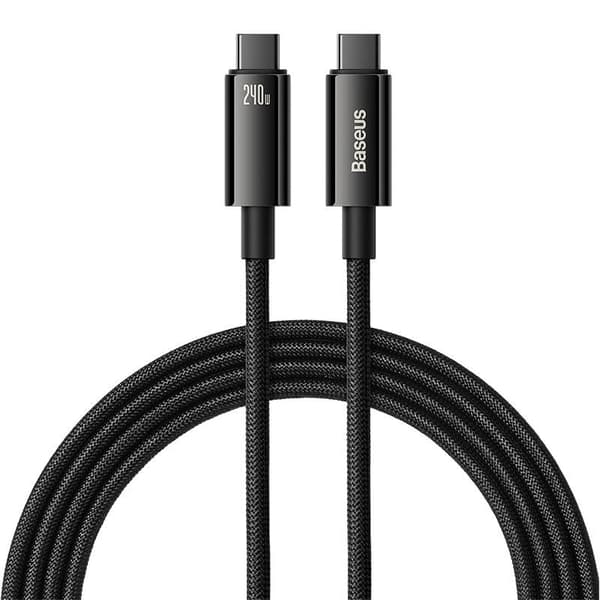 CABLU alimentare si date Baseus Tungsten Gold, Fast Charging Data Cable pt. smartphone, USB Type-C la USB Type-C 240W, braided, 2m, negru "CAWJ040101"