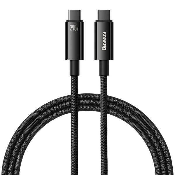 Baseus Type-C to Type-C Tungsten Gold Series Cable 480Mb/s, 240W, 1m, Black (CAWJ040001)