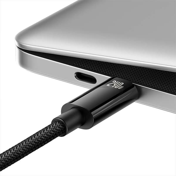 Baseus Type-C to Type-C Tungsten Gold Series Cable 480Mb/s, 240W, 1m, Black (CAWJ040001)