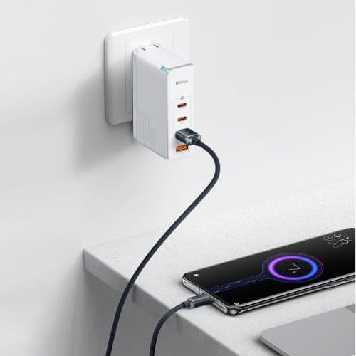 CABLU alimentare si date Baseus Crystal Shine, Fast Charging Data Cable pt. smartphone, USB la USB Type-C 100W, 1.2m, braided, negru "CAJY000401" (tim