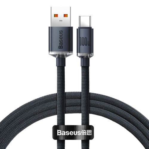 CABLU alimentare si date Baseus Crystal Shine, Fast Charging Data Cable pt. smartphone, USB la USB Type-C 100W, 1.2m, braided, negru "CAJY000401" (tim