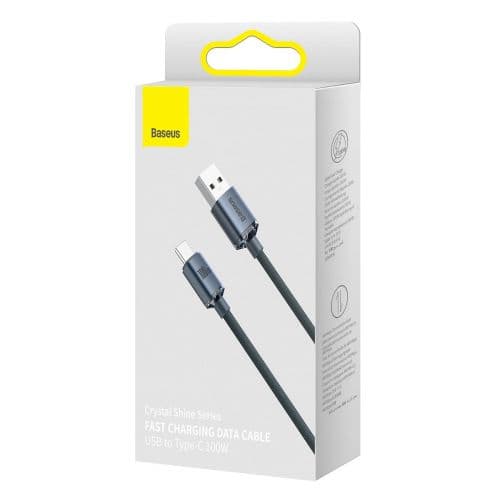 CABLU alimentare si date Baseus Crystal Shine, Fast Charging Data Cable pt. smartphone, USB la USB Type-C 100W, 1.2m, braided, negru "CAJY000401" (tim