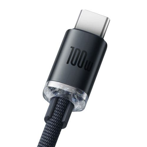 CABLU alimentare si date Baseus Crystal Shine, Fast Charging Data Cable pt. smartphone, USB la USB Type-C 100W, 1.2m, braided, negru "CAJY000401" (tim