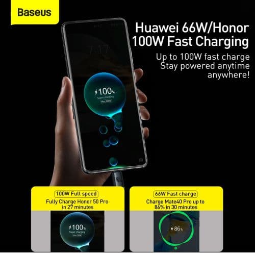 CABLU alimentare si date Baseus Crystal Shine, Fast Charging Data Cable pt. smartphone, USB la USB Type-C 100W, 1.2m, braided, negru "CAJY000401" (tim