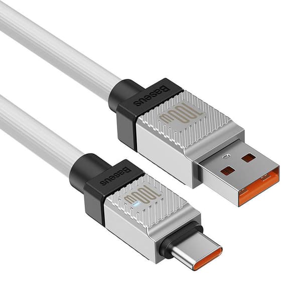CABLU alimentare si date Baseus, Fast Charging Data Cable pt. smartphone, USB (T) la USB Type-C (T), 100W, 1m, alb, "CAKW000602" (include TV 0.18lei)