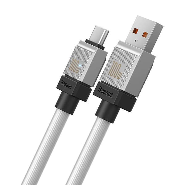 CABLU alimentare si date Baseus, Fast Charging Data Cable pt. smartphone, USB (T) la USB Type-C (T), 100W, 1m, alb, "CAKW000602" (include TV 0.18lei)