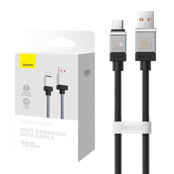 CABLU alimentare si date Baseus, Fast Charging Data Cable pt. smartphone, USB (T) la USB Type-C (T), 100W, 1m, negru, "CAKW000601" (include TV 0.18le