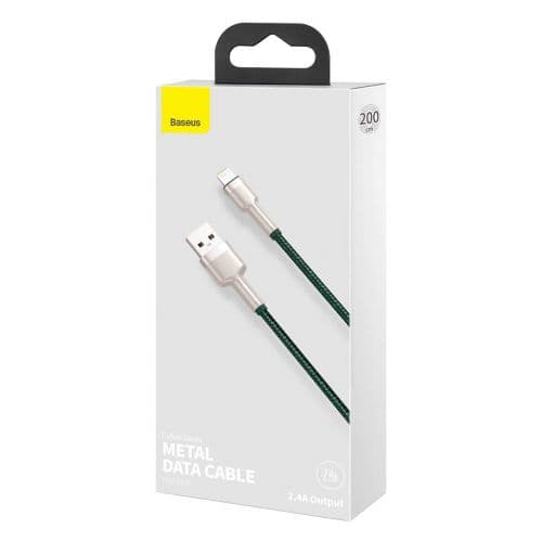 CABLU alimentare si date Baseus Cafule Metal, Fast Charging Data Cable pt. smartphone, USB la Lightning Iphone 2.4A, braided, 2m, verde "CALJK-B06" (t