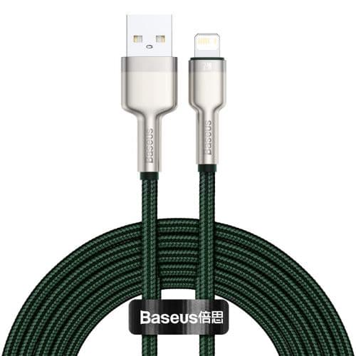CABLU alimentare si date Baseus Cafule Metal, Fast Charging Data Cable pt. smartphone, USB la Lightning Iphone 2.4A, braided, 2m, verde "CALJK-B06" (t