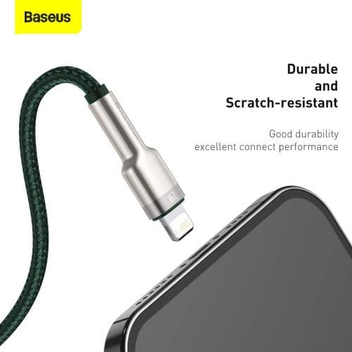 CABLU alimentare si date Baseus Cafule Metal, Fast Charging Data Cable pt. smartphone, USB la Lightning Iphone 2.4A, braided, 2m, verde "CALJK-B06" (t