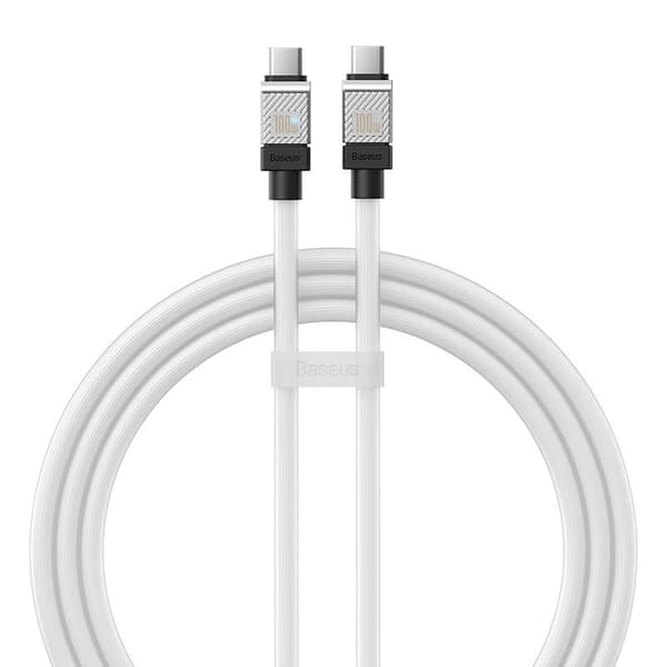 CABLU alimentare si date Baseus, Fast Charging Data Cable pt. smartphone, USB Type-C (T) la USB Type-C (T),  E-marker, 100W, 1m, alb, "CAKW000202" (in