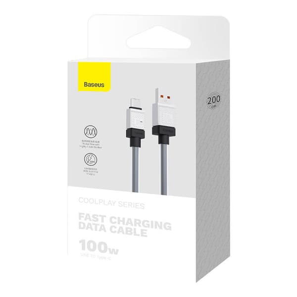 CABLU alimentare si date Baseus, Fast Charging Data Cable pt. smartphone, USB (T) la USB Type-C (T), 100W, 2m, negru, "CAKW000701" (include TV 0.18lei