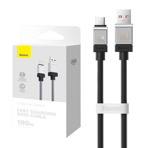 CABLU alimentare si date Baseus, Fast Charging Data Cable pt. smartphone, USB (T) la USB Type-C (T), 100W, 2m, negru, "CAKW000701" (include TV 0.18lei