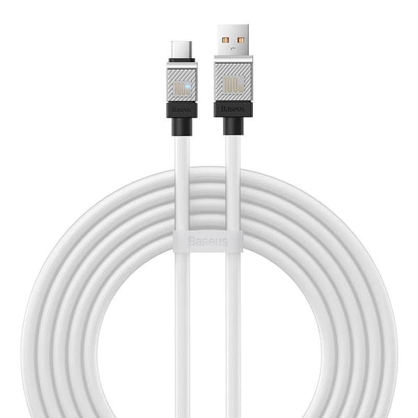 CABLU alimentare si date Baseus, Fast Charging Data Cable pt. smartphone, USB (T) la USB Type-C (T), 100W, 2m, alb, "CAKW000702" (include TV 0.18lei)
