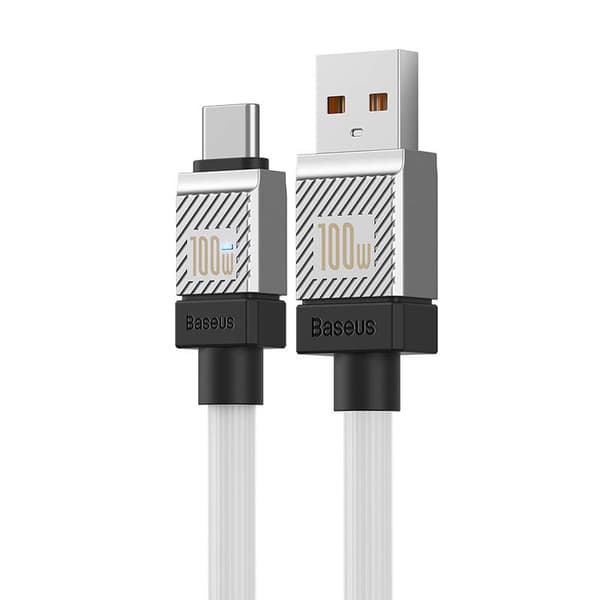CABLU alimentare si date Baseus, Fast Charging Data Cable pt. smartphone, USB (T) la USB Type-C (T), 100W, 2m, alb, "CAKW000702" (include TV 0.18lei)