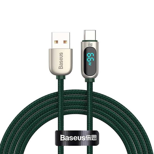CABLU alimentare si date Baseus Display, Fast Charging Data Cable pt. smartphone, USB la USB Type-C 66W, 1m, verde "CASX020006" (timbru verde 0.08 lei