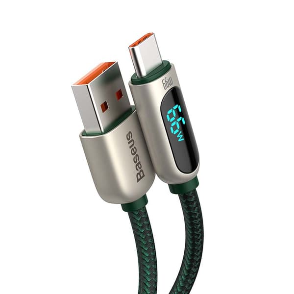 CABLU alimentare si date Baseus Display, Fast Charging Data Cable pt. smartphone, USB la USB Type-C 66W, 1m, verde "CASX020006" (timbru verde 0.08 lei
