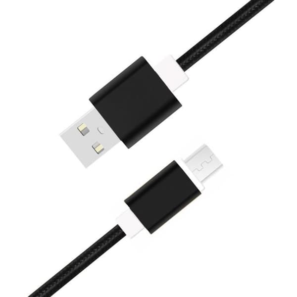 Micro USB-kabel för BLU C7 i nylonflätad synkroniserad snabbdataöverföring - SVART