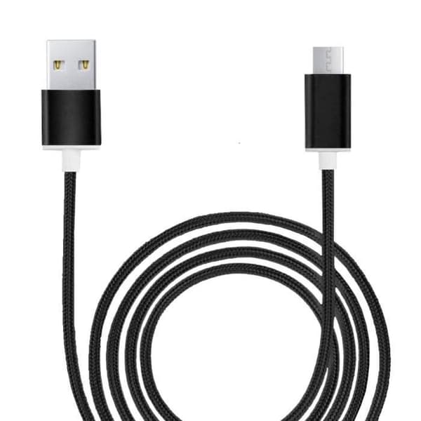 Micro USB-kabel för BLU C7 i nylonflätad synkroniserad snabbdataöverföring - SVART
