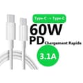 Miniatyrbild 3 av 4: 60W USB C till USB C-kabel - 1 meter för ingenting telefon 1 svart 8+, 3.1A PD snabbladdningskabel