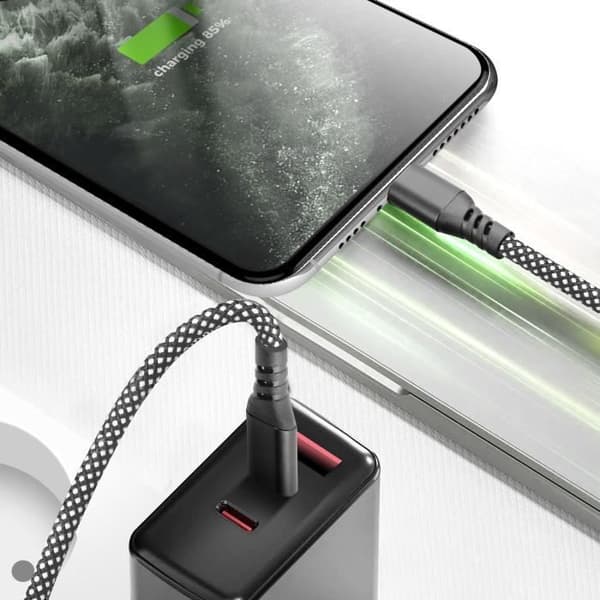 Laddkabel - MOXIE - USB-C till Lightning - 2m - Flätad nylon - Kompatibel iPhone 14/13/12/11/X