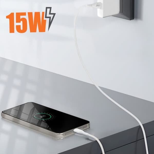 USB till USB-C-kabel 15W Laddning och överföring Nylonflätad 1m LinQ Vit