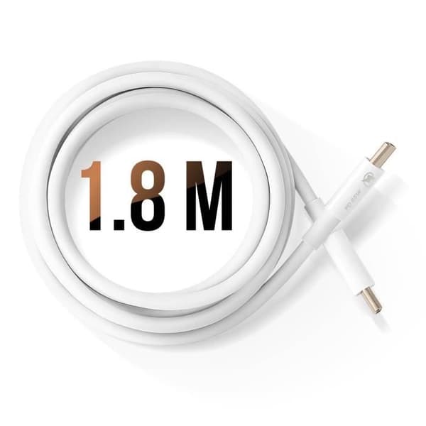 USB C-kabel 65W Strömförsörjning Laddning och dataöverföring 1,8m LinQ Vit