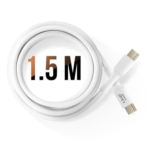 USB C-kabel 100W Snabböverföring 20Gbps 1,5m för bärbar dator LinQ Vit