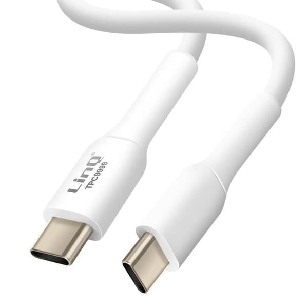 USB C-kabel 100W Snabböverföring 20Gbps 1,5m för bärbar dator LinQ Vit