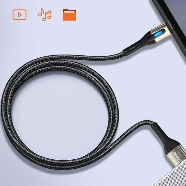 USB till Lightning-kabel - LINQ - 1,2m - 3A snabbladdning - Flätad nylon - Svart
